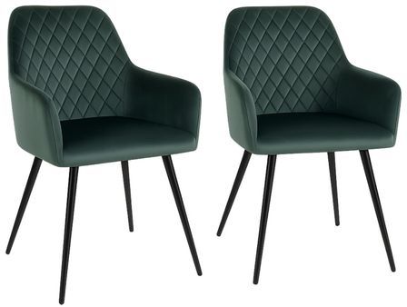 Lot de 2 fauteuils de salle à manger KARU – Velours et pieds métal noir