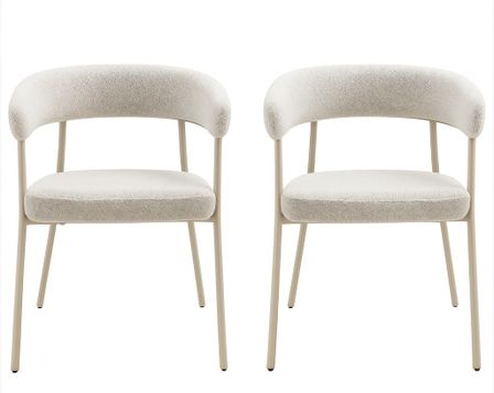 Lot de 2 fauteuils de table TRIVIO en tissu et métal