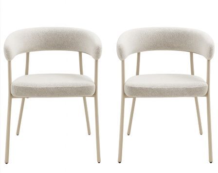 Lot de 2 fauteuils de table TRIVIO en tissu et métal