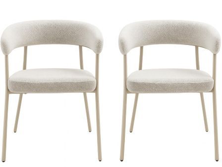 Lot de 2 fauteuils de table TRIVIO en tissu et métal