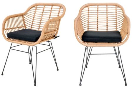 Lot de 2 fauteuils effet rotin LAZO – Intérieur ou extérieur