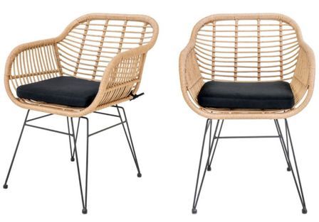 Lot de 2 fauteuils effet rotin LAZO – Intérieur ou extérieur