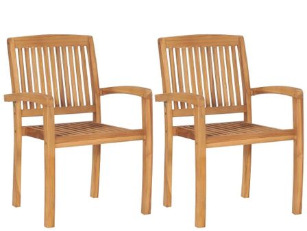 Lot de 2 fauteuils empilables de jardin en bois de teck LOOBA