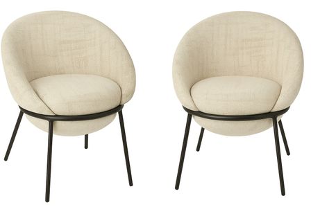 Lot de 2 fauteuils en tissu BOOBY – Structure en métal noir et design moderne