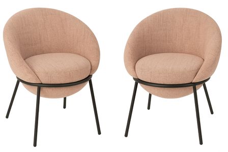 Lot de 2 fauteuils en tissu BOOBY – Structure en métal noir et design moderne