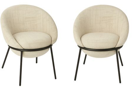 Lot de 2 fauteuils en tissu BOOBY – Structure en métal noir et design moderne
