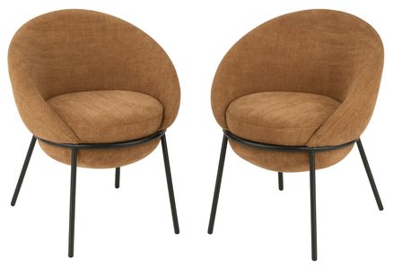 Lot de 2 fauteuils en tissu BOOBY – Structure en métal noir et design moderne