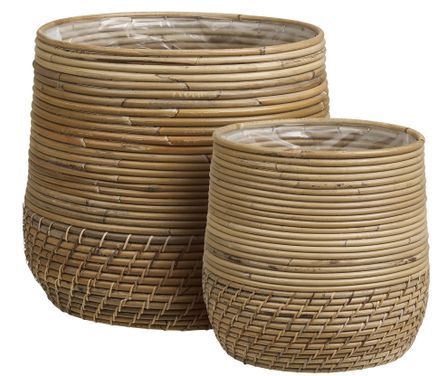Lot de 2 paniers cache-pots MORO – Rotin kubu naturel
