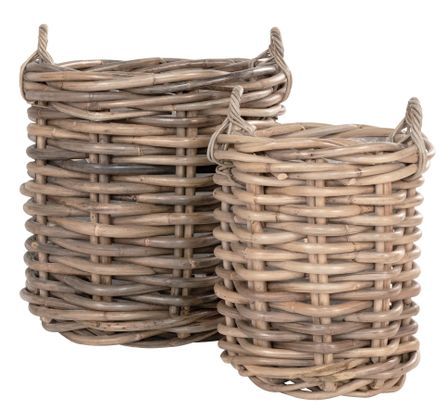 Lot de 2 paniers de rangement BURTON – Rotin kubu naturel