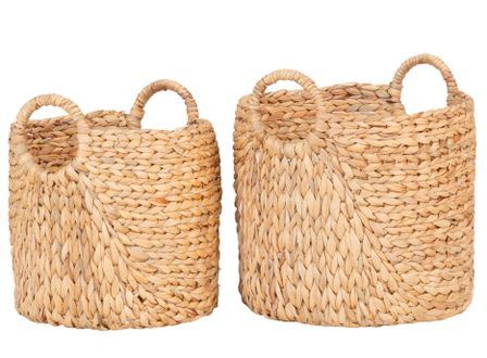 Lot de 2 paniers décoratifs ronds PASSO – Jacinthe d’eau naturelle
