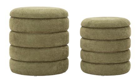 Lot de 2 poufs style nordique ø 44 x 47 - 35 x 39 cm