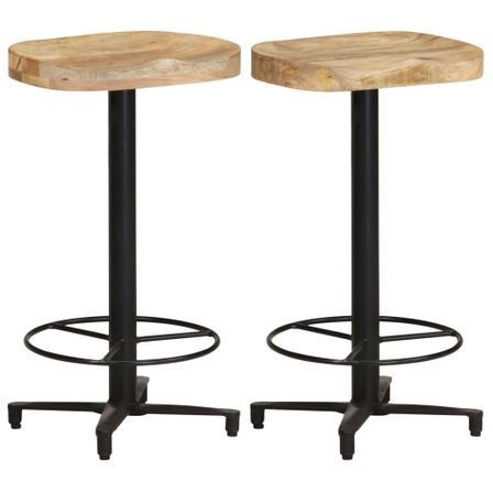 Lot de 2 tabourets de bar en bois de manguier KOPA - Assise 66 cm