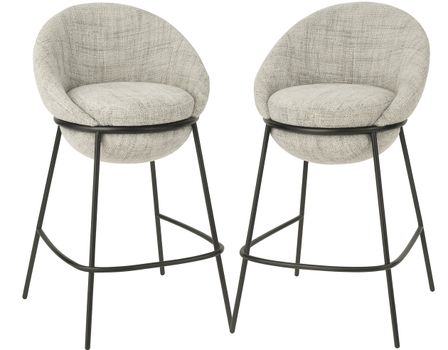Lot de 2 tabourets de bar en tissu et structure métal noir BOBBY – Hauteur d