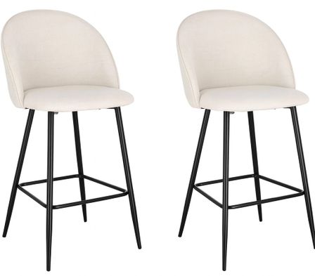 Lot de 2 tabourets TANYA – Tissu chiné & pieds métal noir