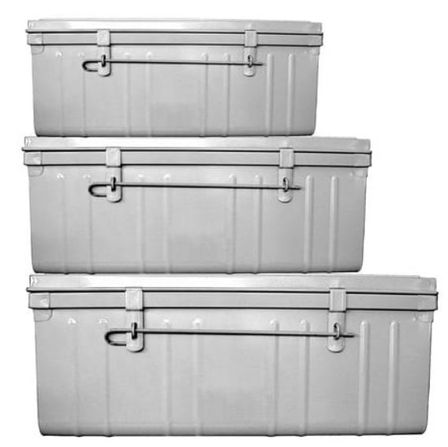 Lot de 3 malles de rangement en métal Habitat - Capacités 95 - 130 - 175 litres