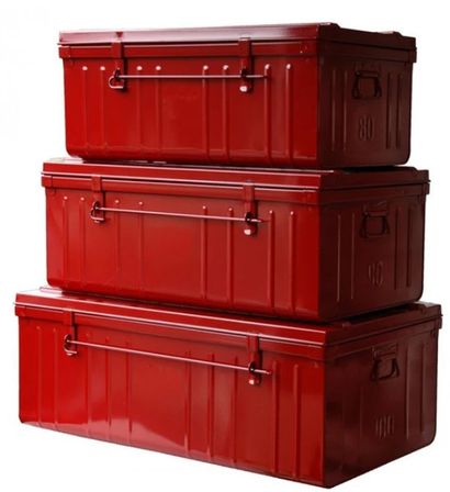 Lot de 3 malles de rangement en métal Habitat - Capacités 95 - 130 - 175 litres