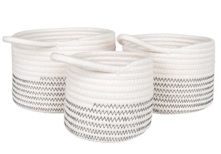Lot de 3 paniers de rangement ALGAR – Coton blanc