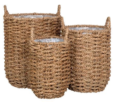 Lot de 3 Paniers Décoratifs de Rangement HUE – Herbe de Mer Marron