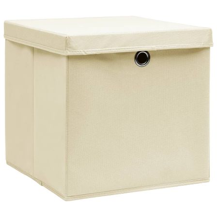 Lot de 4 boîtes de rangement pliables avec couvercles KLARY – Tissu Intissé