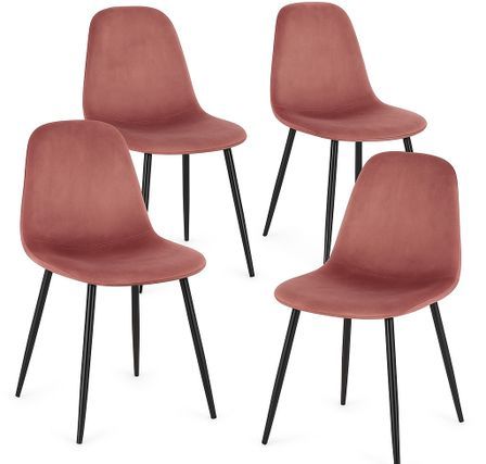 Lot de 4 chaises BORELA – Velours & pieds acier noir