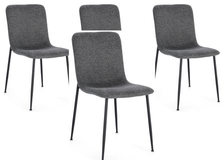 Lot de 4 chaises BRIKA – Assise tissu & pieds en acier noir