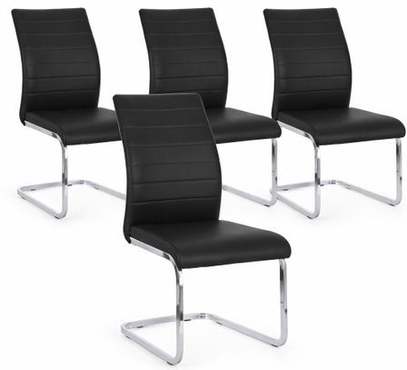 Lot de 4 chaises design KYRA – Simili cuir & pieds acier chromé