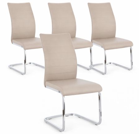 Lot de 4 chaises design KYRA – Simili cuir & pieds acier chromé