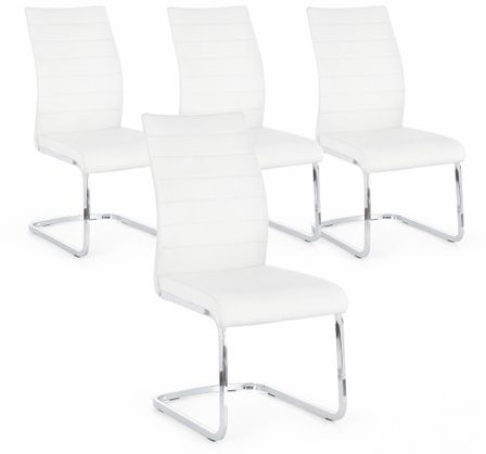 Lot de 4 chaises design KYRA – Simili cuir & pieds acier chromé