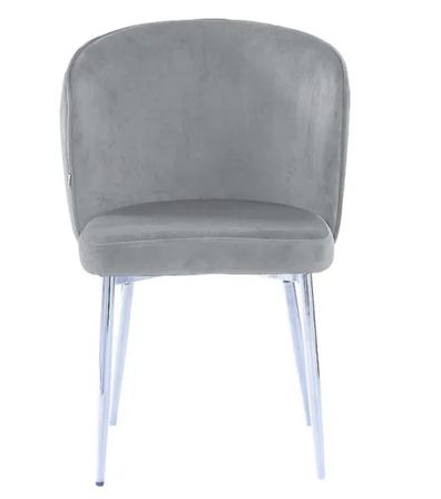 Lot de 4 chaises en velours et pieds métal chromé Komi