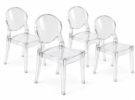 Lot de 4 chaises KAY en polycarbonate transparent – Design italien
