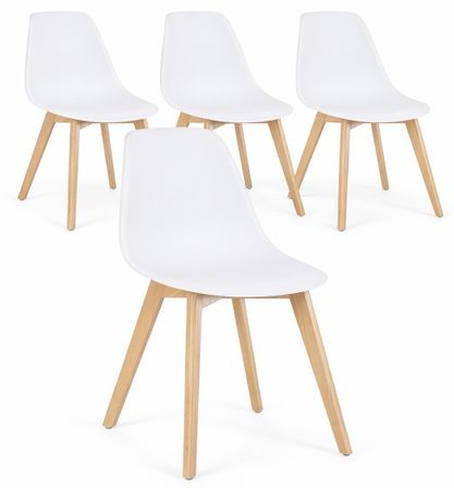 Lot de 4 chaises KAZO – Coque PP renforcée & piétement hêtre