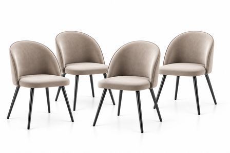 Lot de 4 chaises LUZA en velours et pieds métal noir brillant – Fabrication artisanale italienne haut de gamme