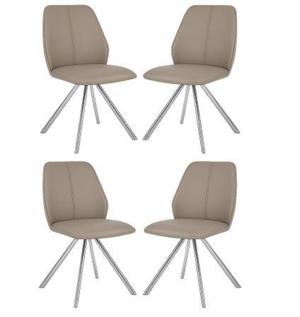 Lot de 4 chaises modernes en simili cuir et pieds acier chromé - Modèle Axelle