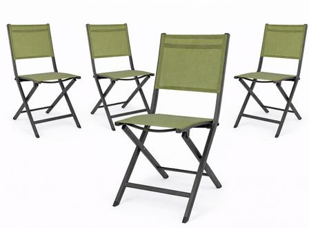 Lot de 4 chaises pliantes ELIN – Aluminium & textilène