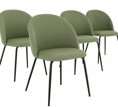 Lot de 4 chaises TANYA – Tissu chiné & pieds acier noir