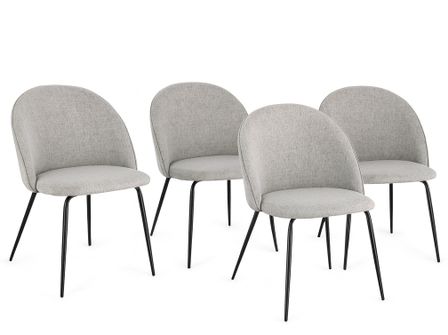 Lot de 4 chaises TANYA – Tissu chiné & pieds acier noir