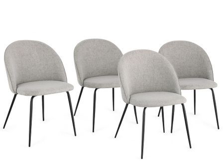 Lot de 4 chaises TANYA – Tissu chiné & pieds métal noir