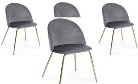 Lot de 4 chaises TANYA - velours & métal doré