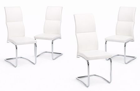 Lot de 4 chaises TIVA – Simili cuir chic & pieds acier chromé
