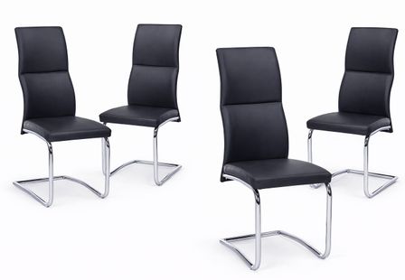 Lot de 4 chaises TIVA – Simili cuir chic & pieds acier chromé