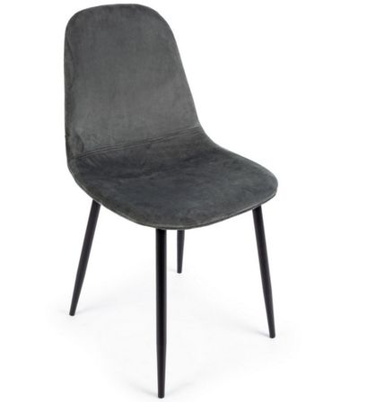Lot de 4 chaises velours confortable et pieds métal noir Karela – Design Chic