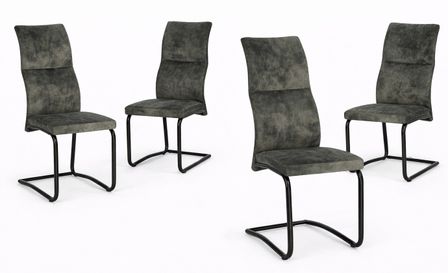 Lot de 4 chaises VOLAZ – Tissu chic & pieds acier noir