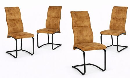 Lot de 4 chaises VOLAZ – Tissu chic & pieds acier noir