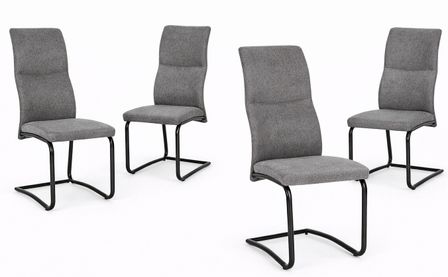 Lot de 4 chaises VOLAZ – Tissu chic & pieds acier noir