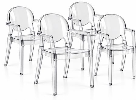 Lot de 4 fauteuils KAY en polycarbonate – Avec accoudoirs – Design italien