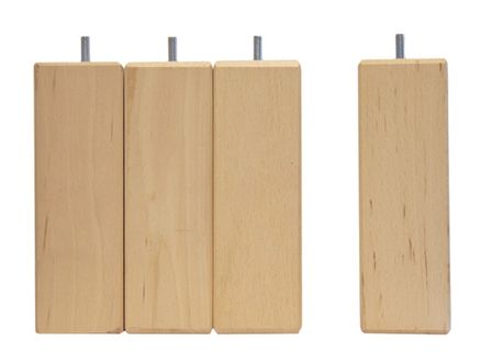 Lot de 4 pieds de lit carrés en bois Bellecour - Robustesse et simplicité