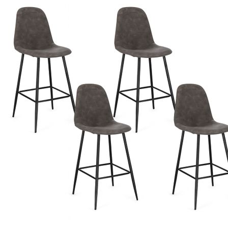 Lot de 4 tabourets BORELA – Tissu effet vieilli & pieds en acier noir
