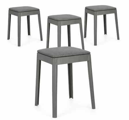 Lot de 4 tabourets d’appoint empilables SCOOBY - Hauteur d'assise 49 cm