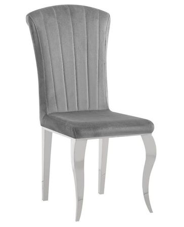 Lot de 6 chaises baroque Kania - Velours et pieds effet miroir