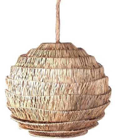 Lustre ethnique ronde rotin naturel Selim